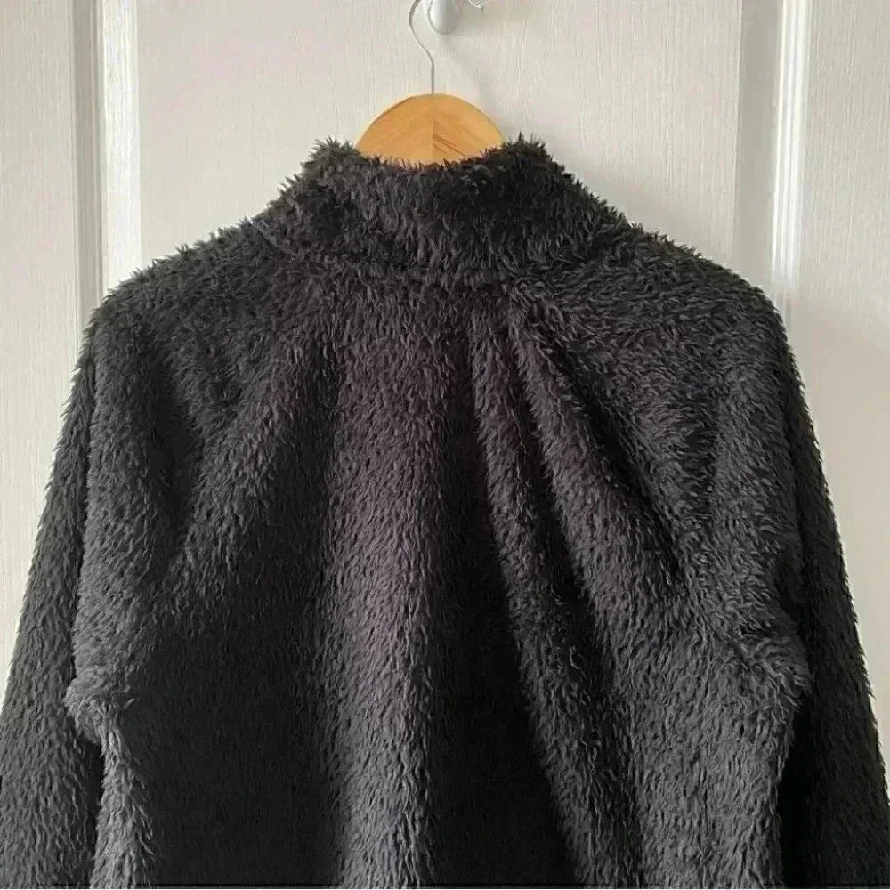 Calvin Klein Plush Sweater Cropped Fuzzy 1/4 Zip Pullover Black Size XL - Picture 7 of 16